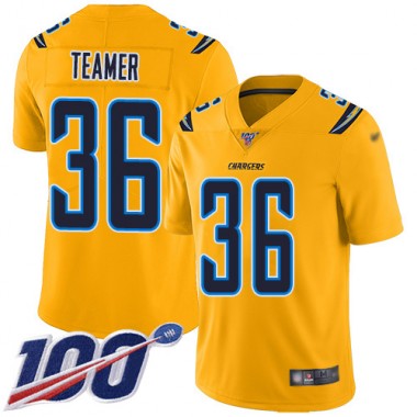 Los Angeles Chargers NFL Football Roderic Teamer Gold Jersey Men Limited  #36 100th Season Inverted Legend->los angeles chargers->NFL Jersey